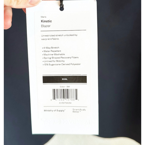 Ministry Of Supply Kinetic Mens Stretch Blazer Sport Coat Jacket XXXL Navy Blue - Picture 4 of 12